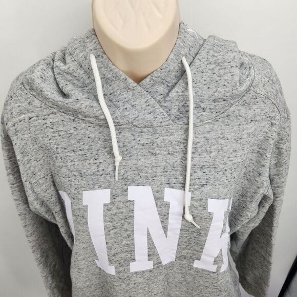 PINK VS Pullover Hoodie Women's Size Medium Gray Light Sweatshirt - Picture 2 of 13